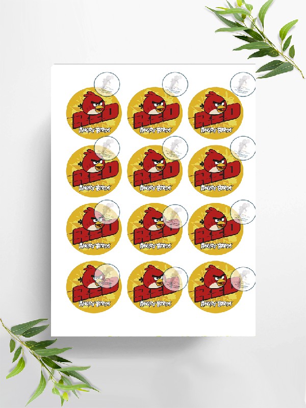 Angry Birds 12 Muffinaufleger ca. 6 cm zum selbst ausscheiden,  mit (18) weiteren Motiven