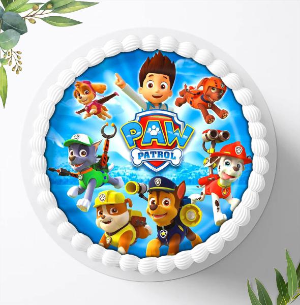 Preview: Paw Patrol Tortenaufleger mit Wunschnamen Ø 20cm, 0182z