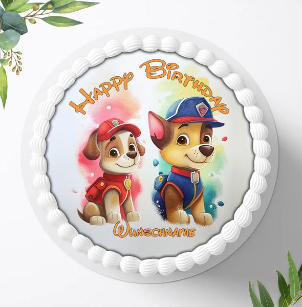 Preview: Paw Patrol Tortenaufleger mit Wunschnamen Ø 20cm, 1027z