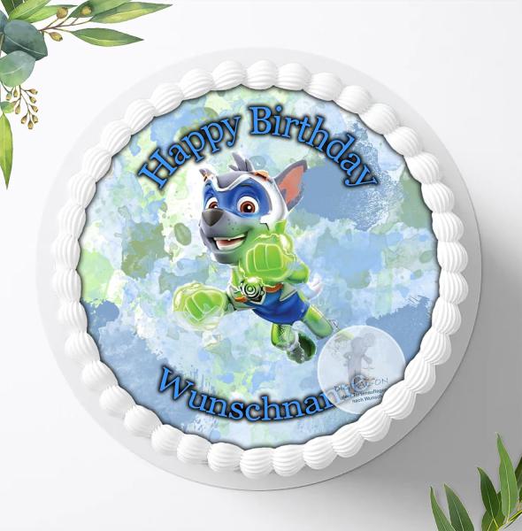 Preview: Paw Patrol Tortenaufleger mit Wunschnamen Ø 20cm, 1078c
