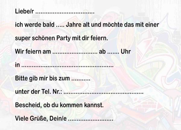 Preview: Graffiti-Einladungskarten