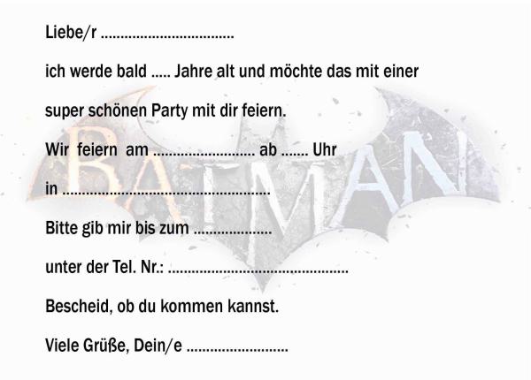 Preview: Batman-Einladungskarten