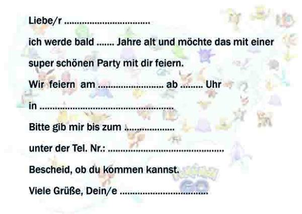 Preview: Pokemon-Einladungskarten