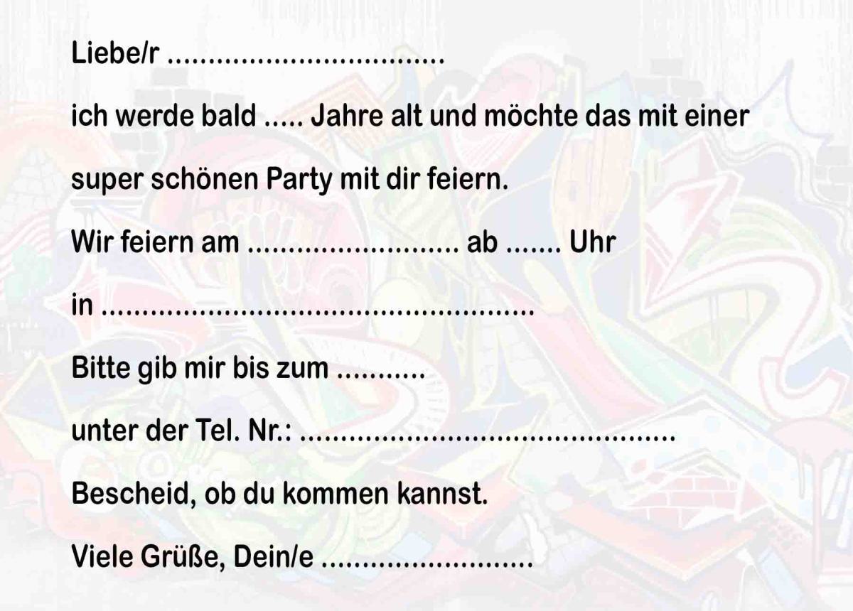 Graffiti-Einladungskarten