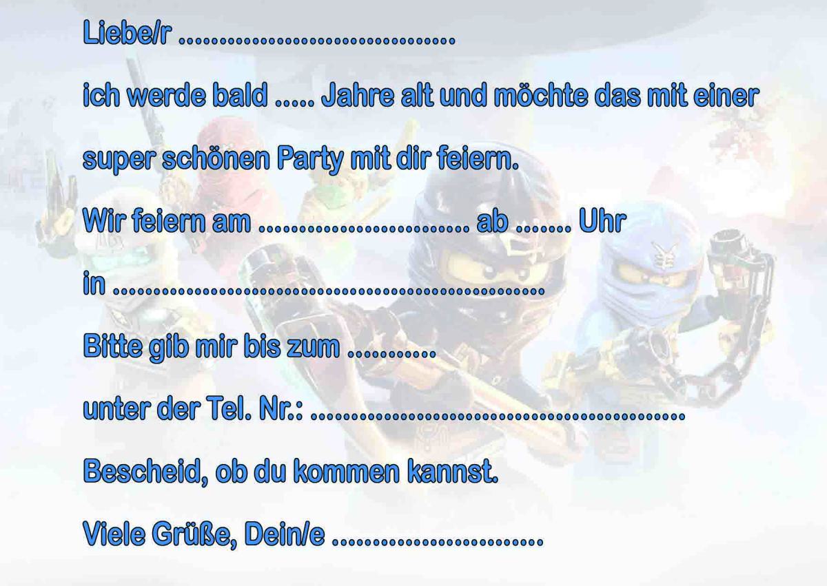 Ninjago-Einladungskarten