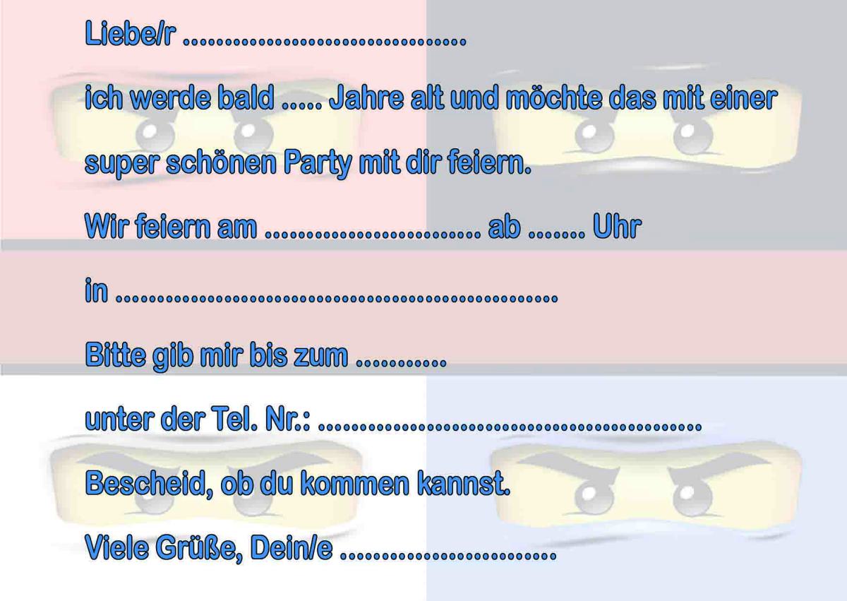 Ninjago-Einladungskarten