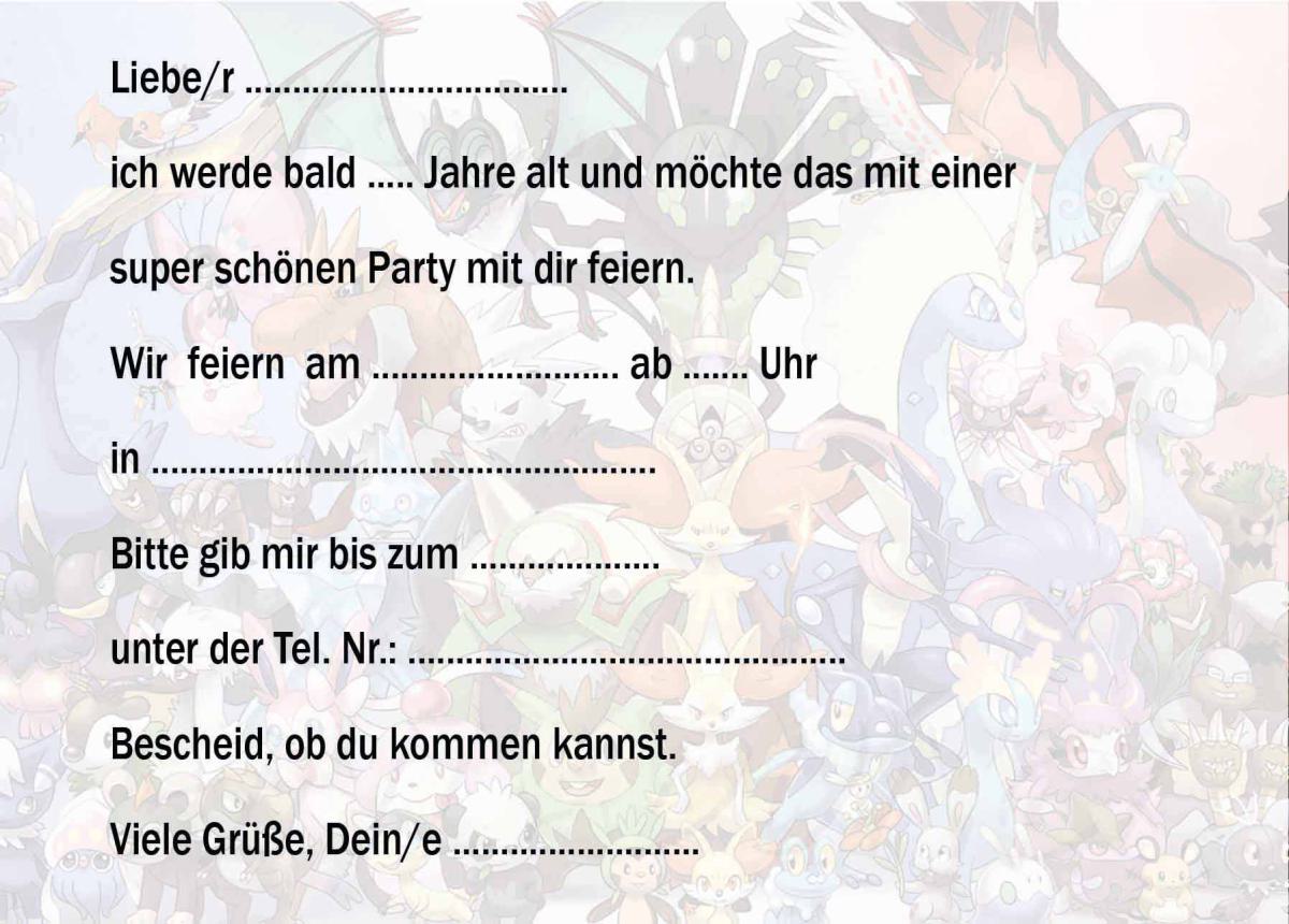 Pokemon-Einladungskarten