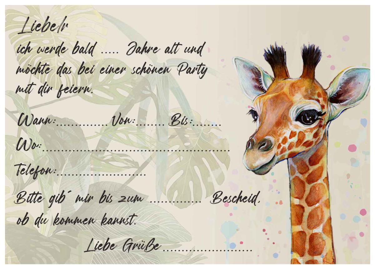 Dschungel Giraffe-Einladungskarten