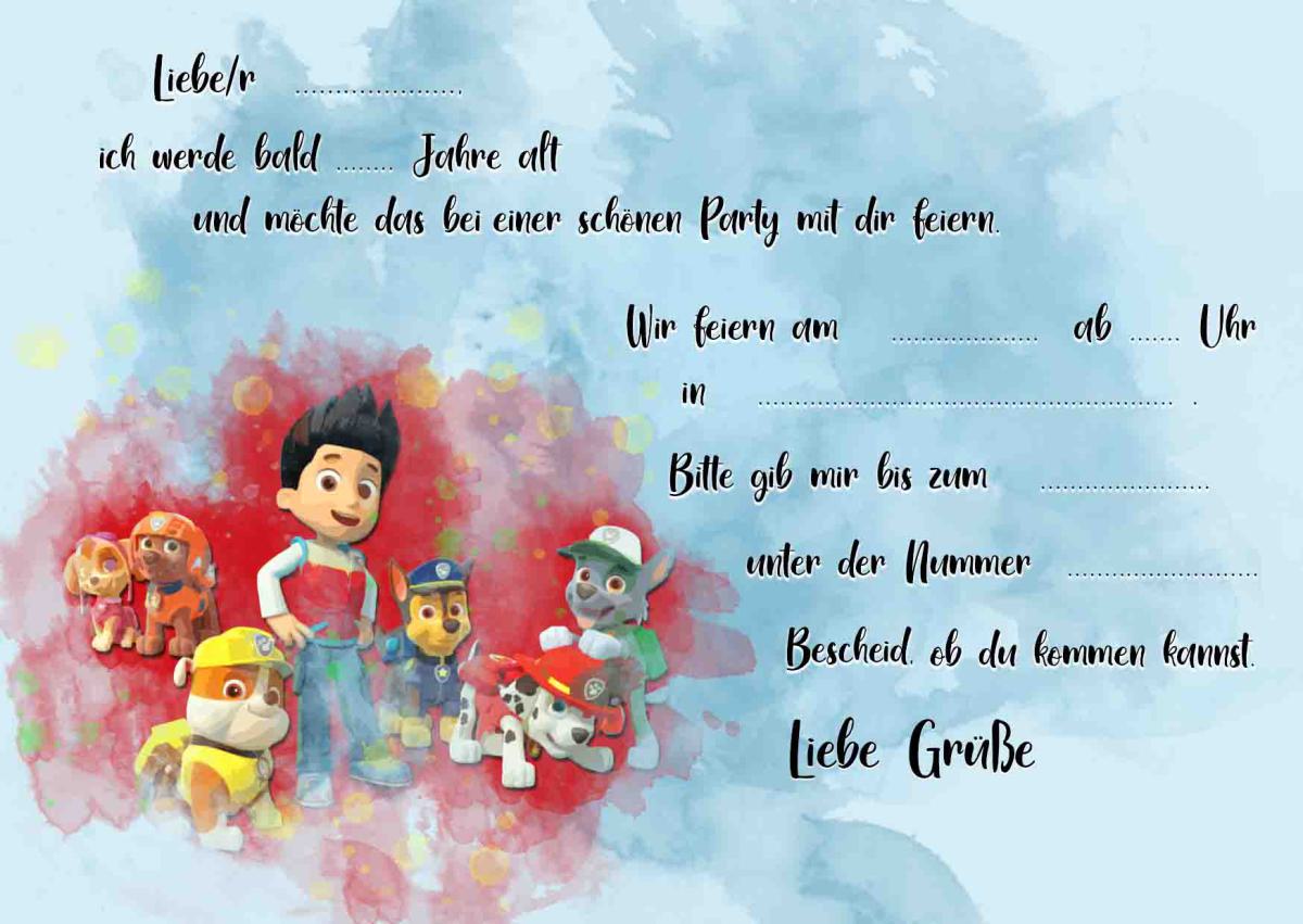 Paw Patrol-Einladungskarten