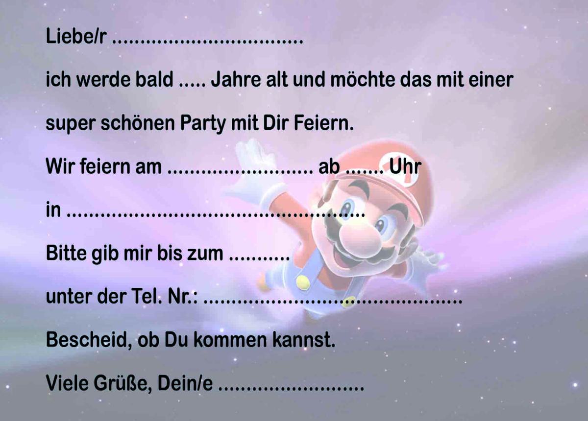 Super Mario-Einladungskarten
